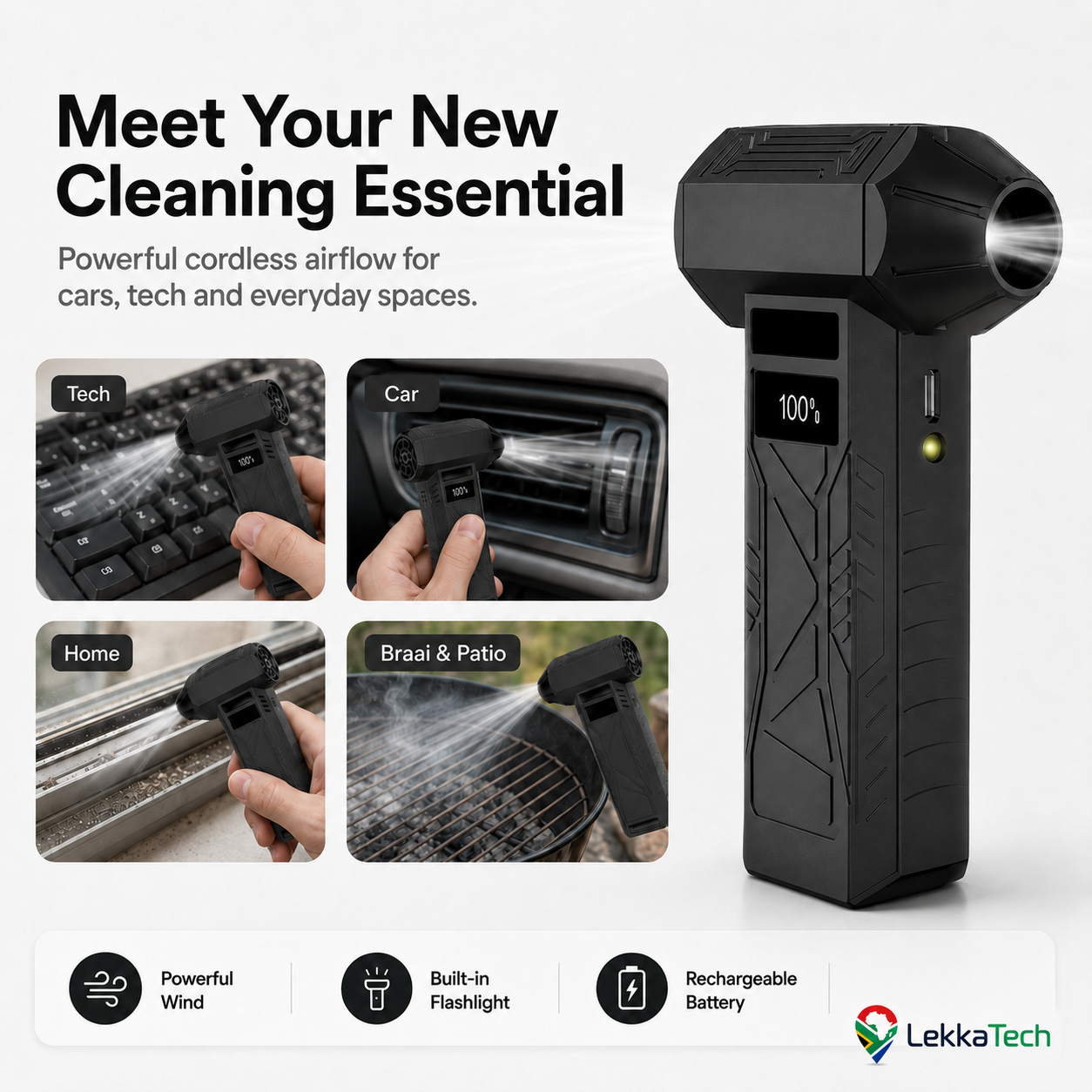 LekkaTech™ AeroClean Pro — Rechargeable Air Duster