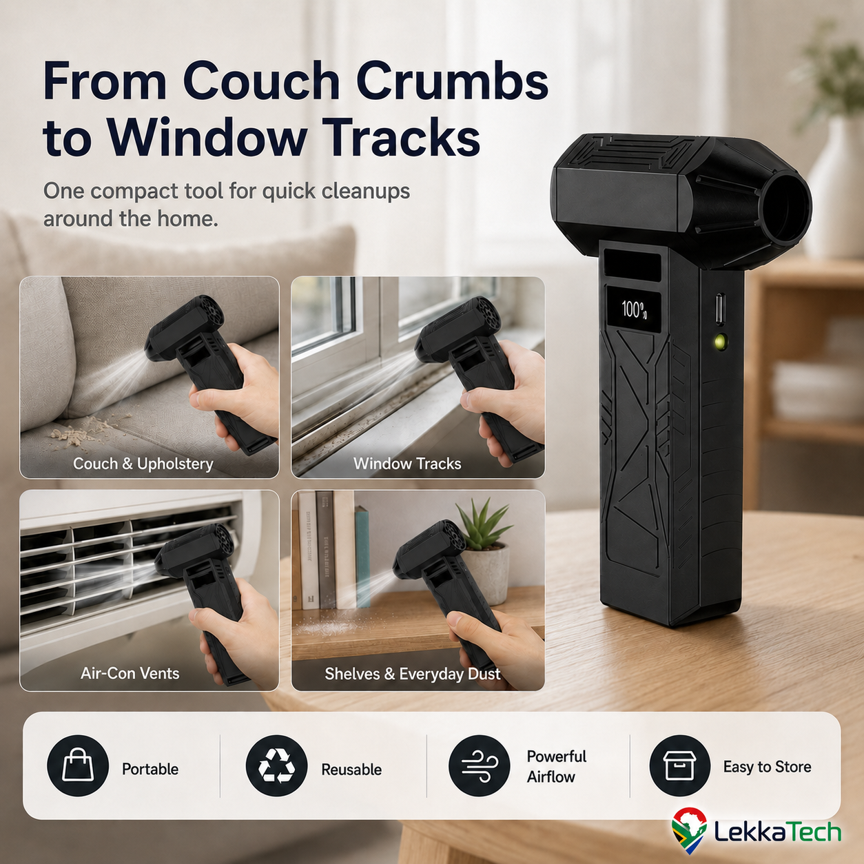 LekkaTech™ AeroClean Pro — Rechargeable Air Duster