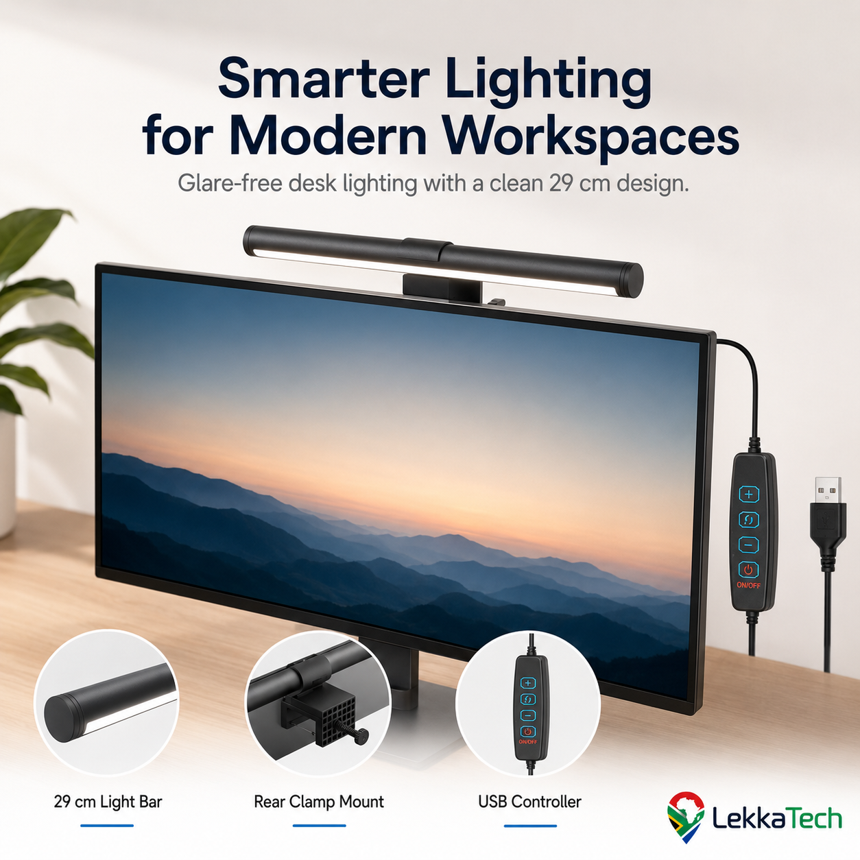 LekkaTech™ Lumina Bar | Glare-Free Monitor Light Bar