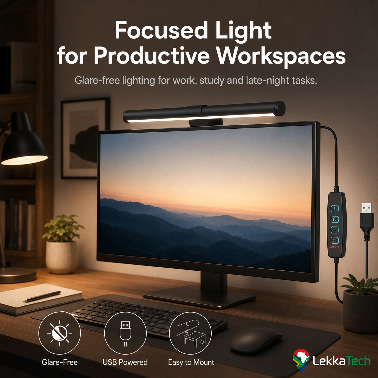 LekkaTech™ Lumina Bar | Glare-Free Monitor Light Bar
