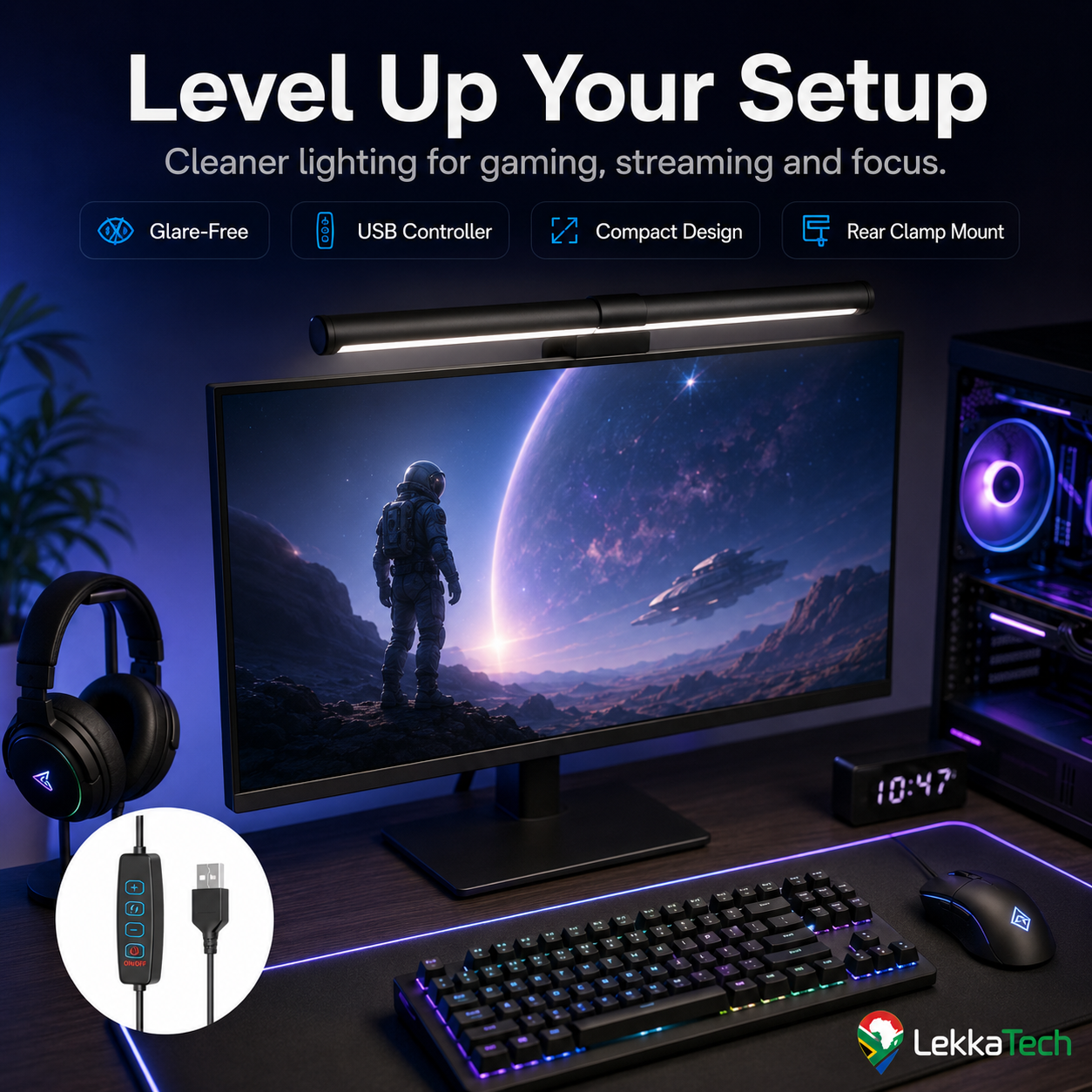 LekkaTech™ Lumina Bar | Glare-Free Monitor Light Bar