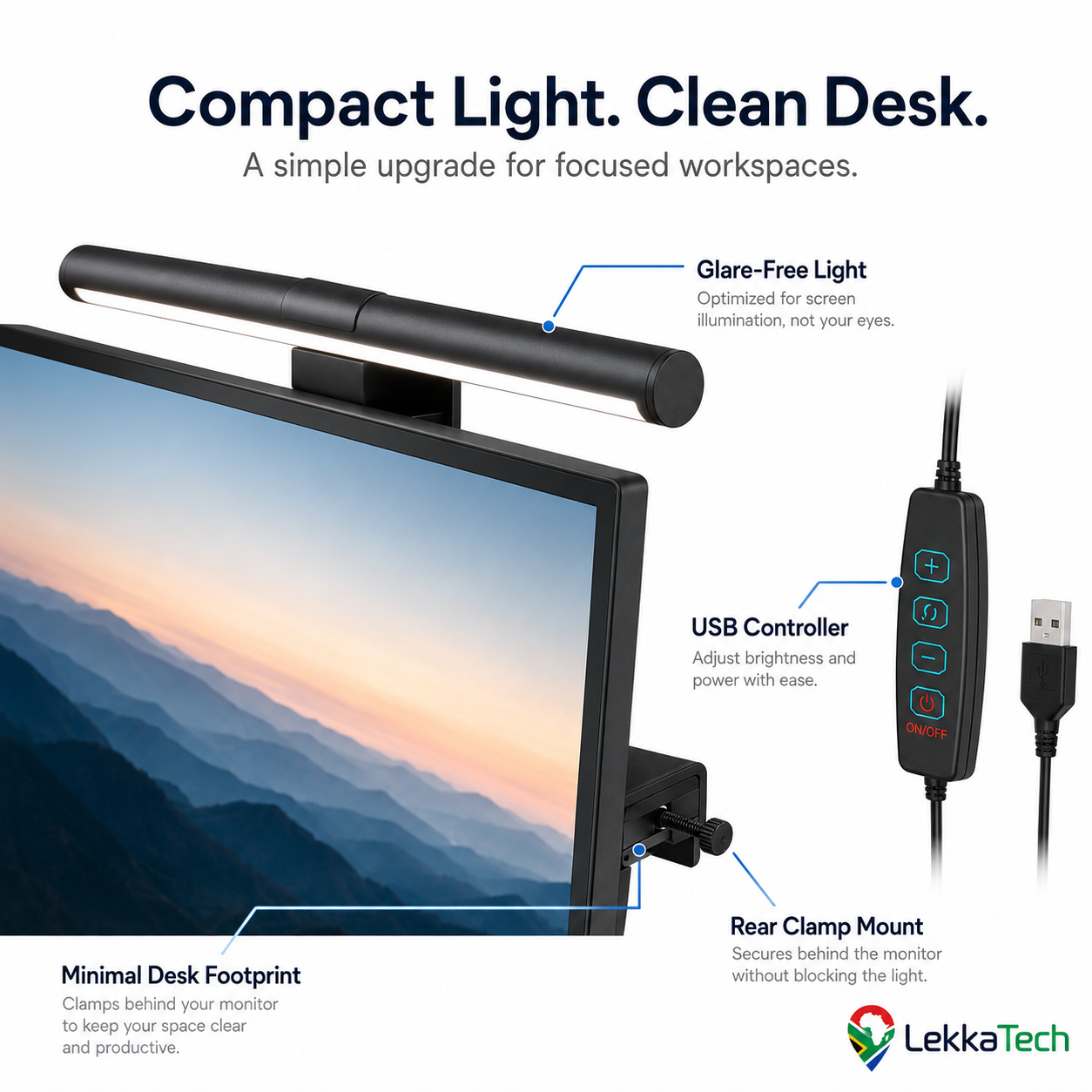 LekkaTech™ Lumina Bar | Glare-Free Monitor Light Bar