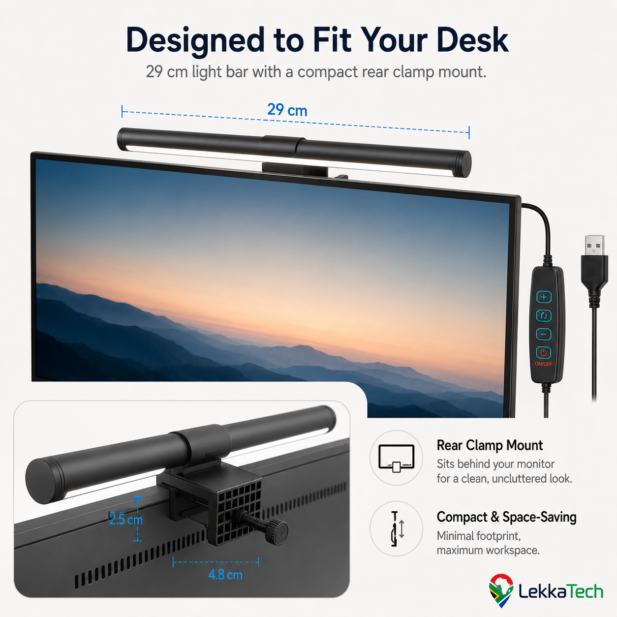 LekkaTech™ Lumina Bar | Glare-Free Monitor Light Bar
