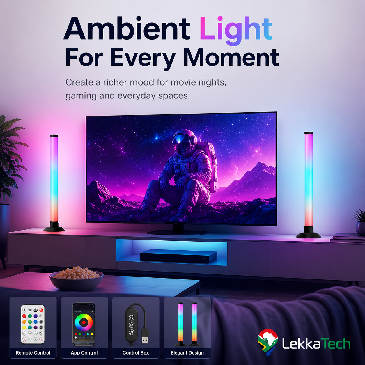 LekkaTech™ AuraGlow Bars — RGB Ambient Light Bars