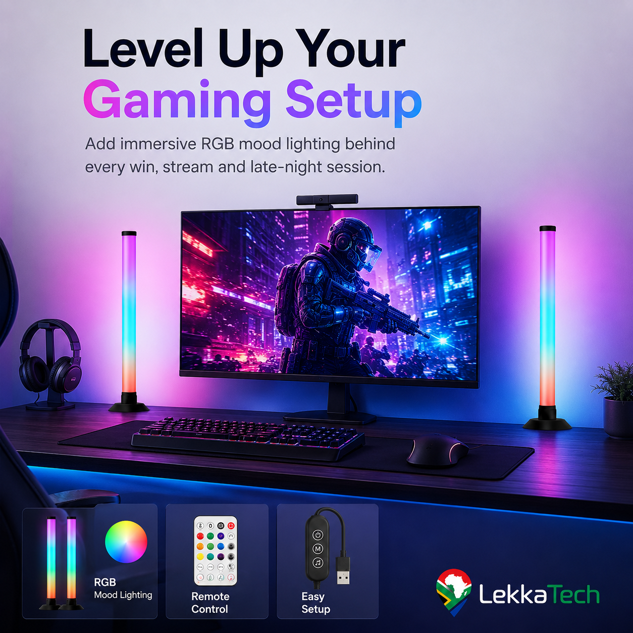 LekkaTech™ AuraGlow Bars — RGB Ambient Light Bars