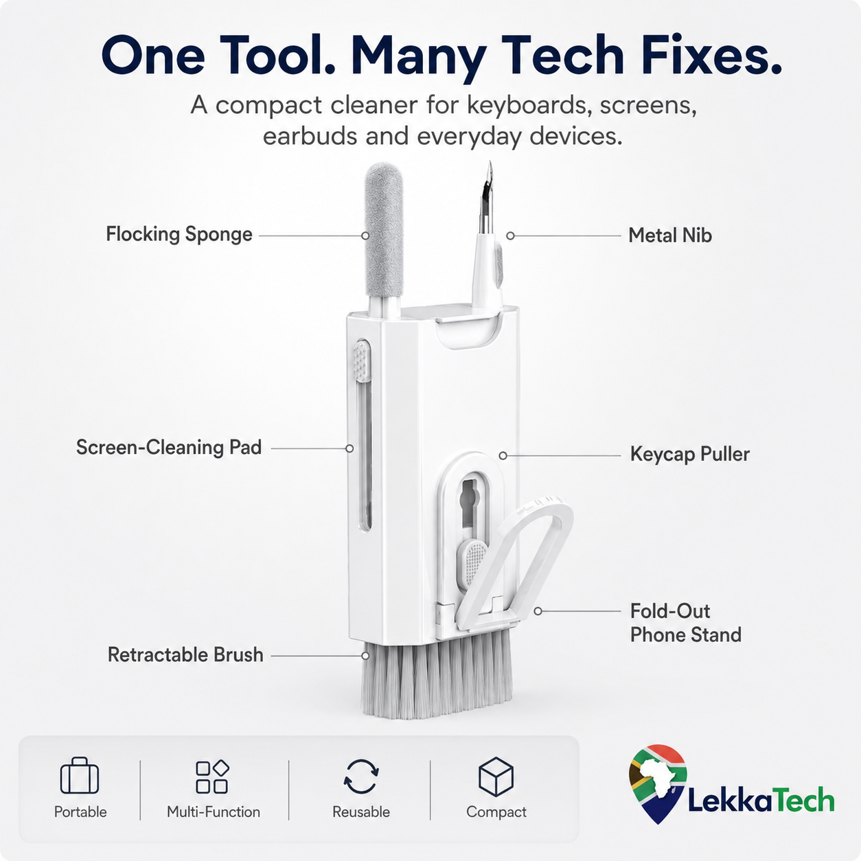 LekkaTech™ PureClean Kit — 8-in-1 Tech Cleaning Kit